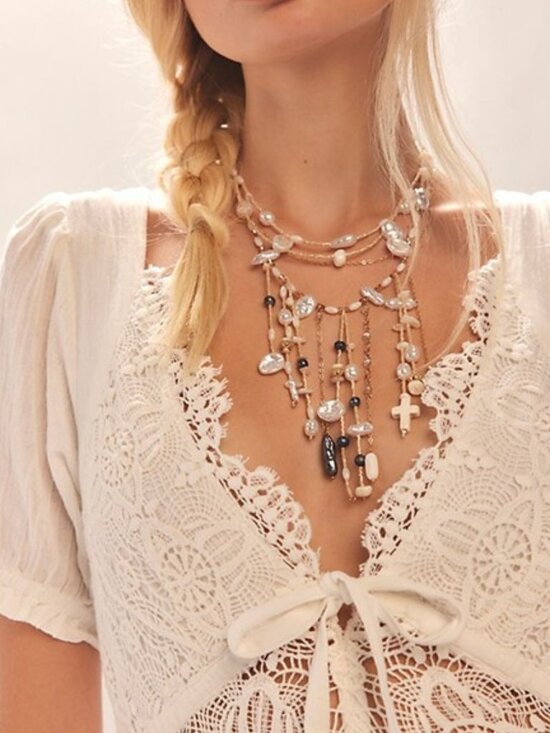 Free People Jewelry - FREE PEOPLE x ARIANA OST Something Beautiful Necklace with Mother of Pearl NWT